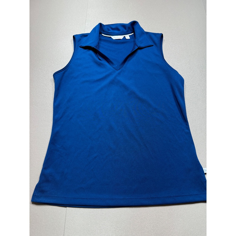 Lady Hagen Essentials Womens Blue Sleeveless Golf Polo Shirt V-Neck Size S